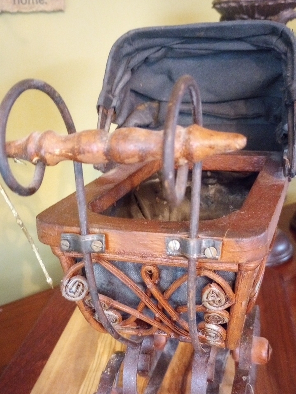 Rustic Brown Metal Decorative Baby Carriage - Picture 7 of 7